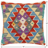 handmade Traditional Pillow Rust Blue Hand-made SQUARE 100% WOOL Hand woven turkish pillow2' x 2'